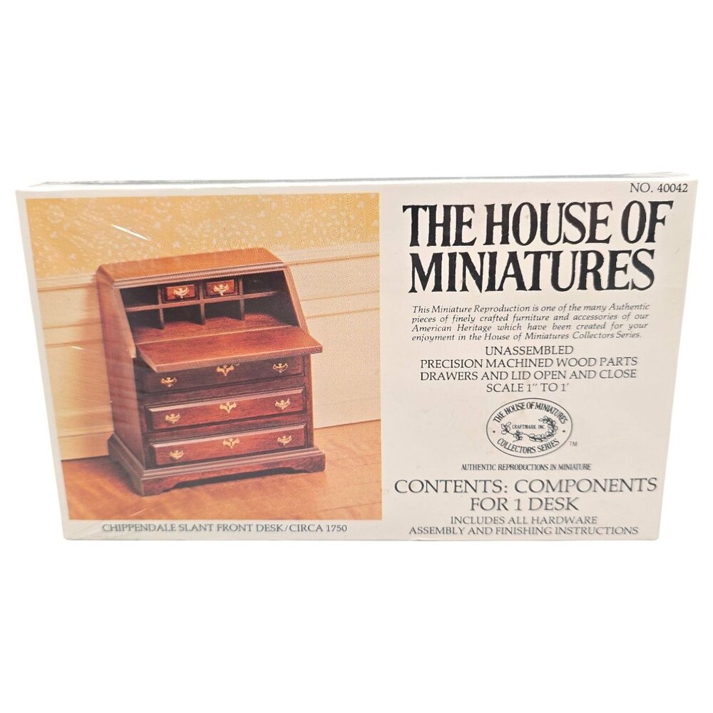 Doll House of Miniatures Kit #40042 1:12 Chippendale Slant Front Desk Circa 1750
